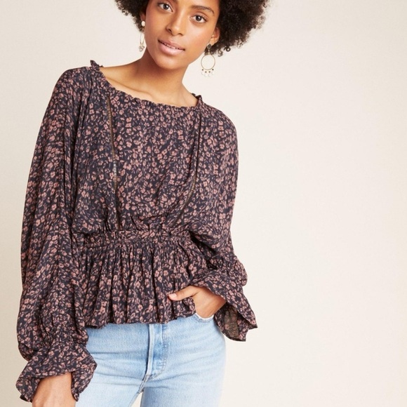 Anthropologie Nichola Peplum Blouse Size Medium - Picture 1 of 11